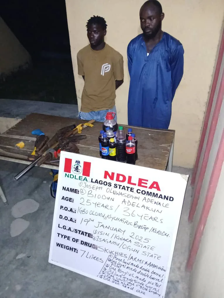 NDLEA intercepts UK-bound illicit drug consignment in duvet at Lagos airport, arrests 2