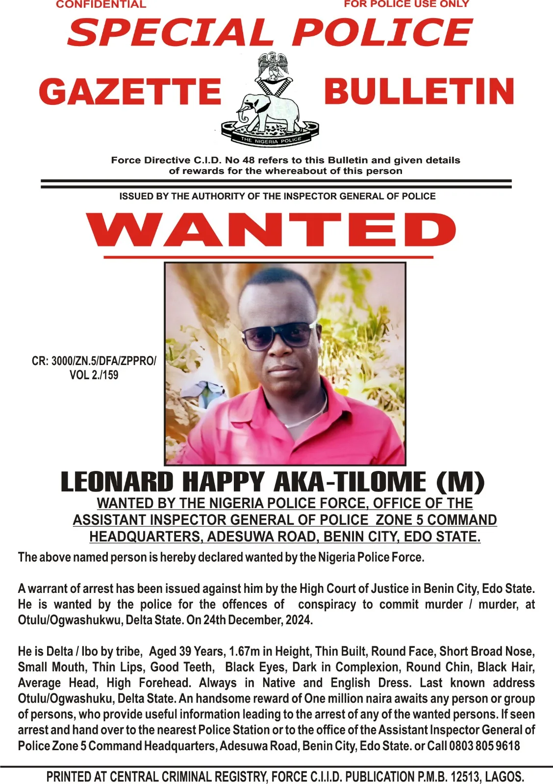 Police In Zone 5 Declares 2 Men Wanted