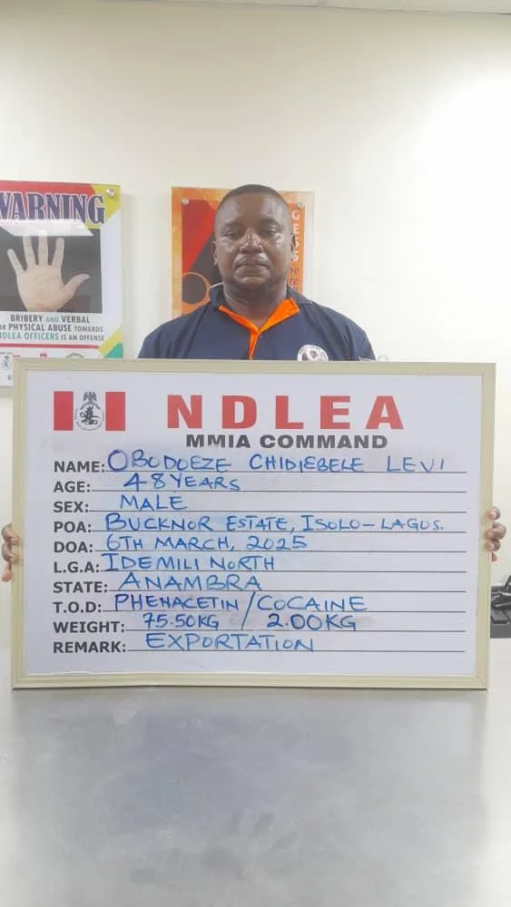 NDLEA arrests fleeing auto spare parts dealer over 77.50kg cocaine, phenacetin seizure. Intercepts cannabis candies shipment meant for Lagos kiddies’ shop, nabs suspects; recovers large consignments of opioids, others in Abia, Kano, Benue, Osun, Edo raids